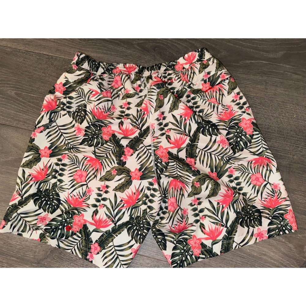 Birddogs Mens XXL Long Bird of Paradise Floral Lined Gym Shorts Pink Green White